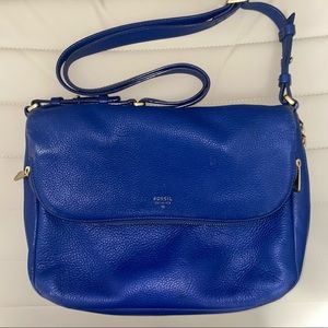 Fossil Royal Blue Preston Leather Crossbody Bag